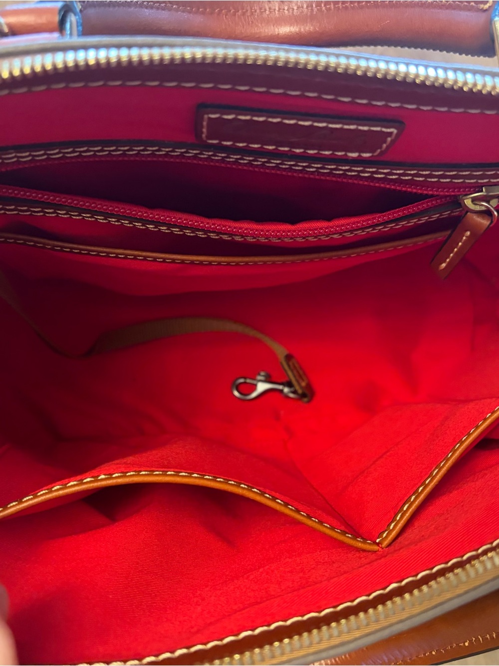 Dooney & Bourke Gray and Brown Leather Dome Satchel with Shoulder Strap - Picture 5 of 8